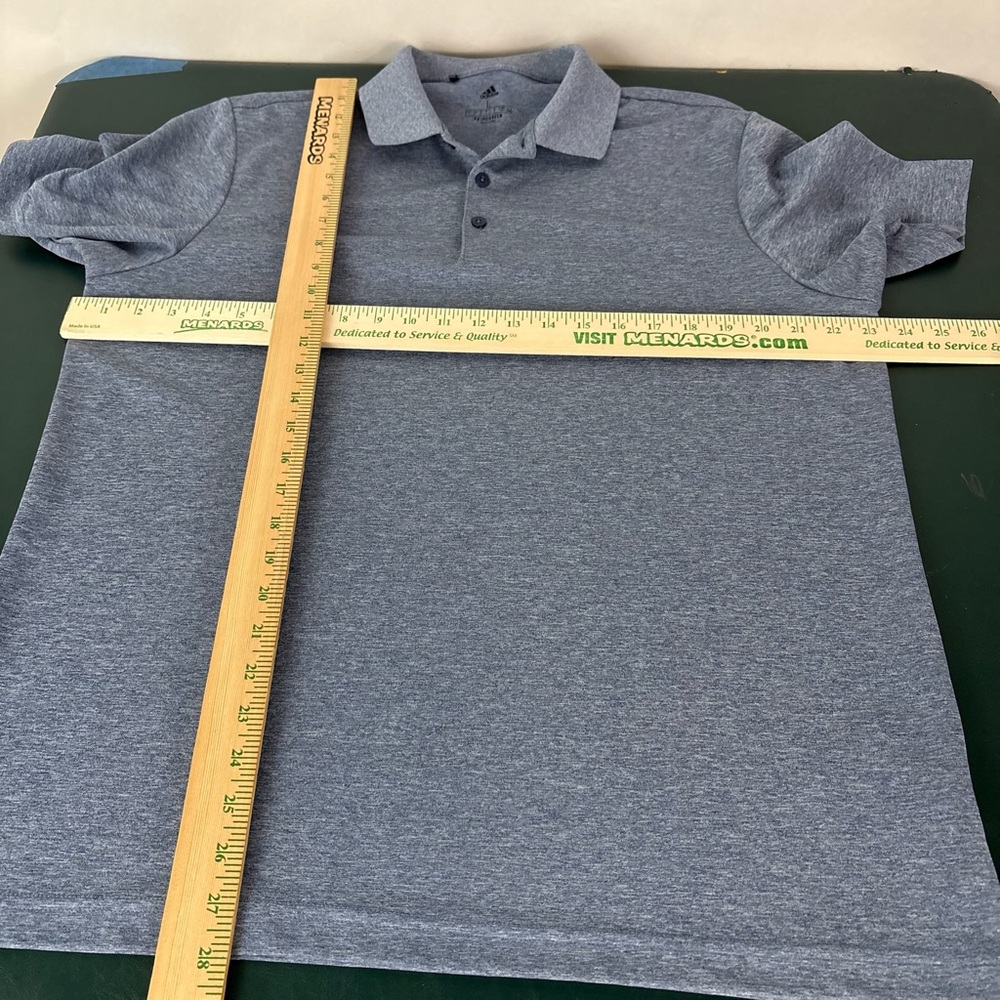 Adidas Polo Shirt Mens Large Gray blue Collared Prime Green Performance (886) - Picture 11 of 12